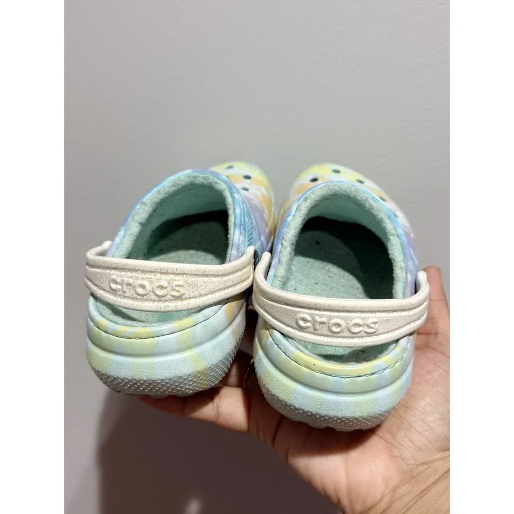 Crocs Kid's Classic Tie Dye Clouds Lined Clog Kid's Slippers Size 12‎ R